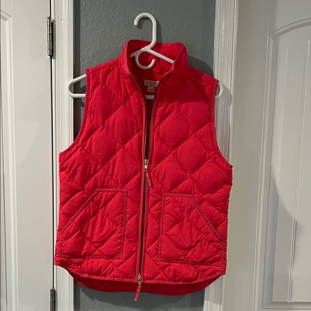 J. Crew Vibrant Pink Quilted Vest